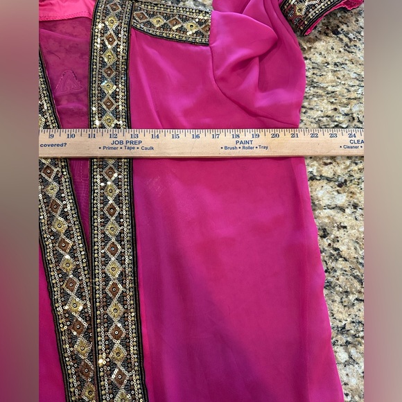 Constantly dreaming sequin pink sheer evil eye open front kimono robe - Picture 4 of 5